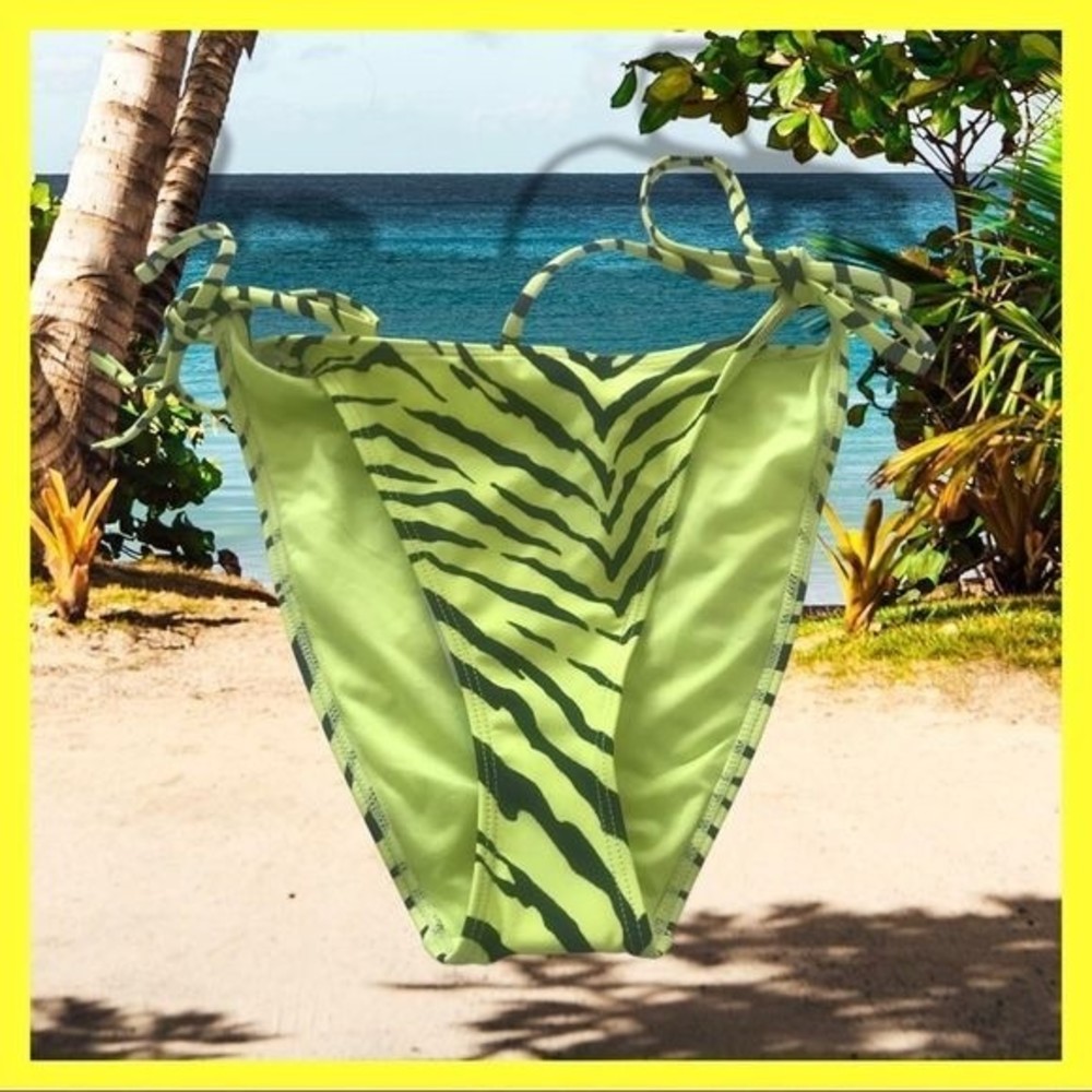 FOREVER 21 Swimwear Bottom Neon Black/Yellow High Cut Size XL